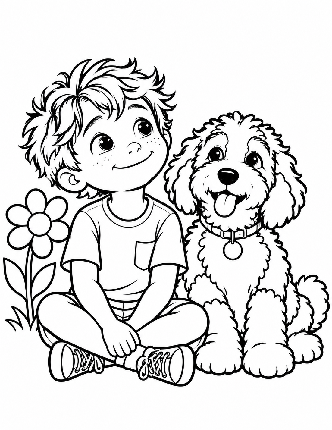 Simple coloring illustration: Charlie and Oliver