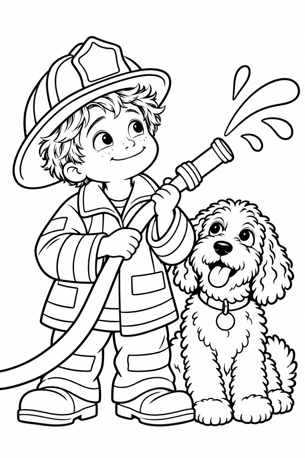 Simple coloring illustration: I could be a firefighter